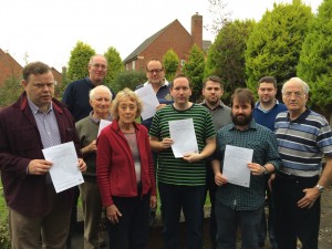 Councillors Keith Orrell, Carol Runciman and Chris Cullwick with fellow Lib Dems launching the petition